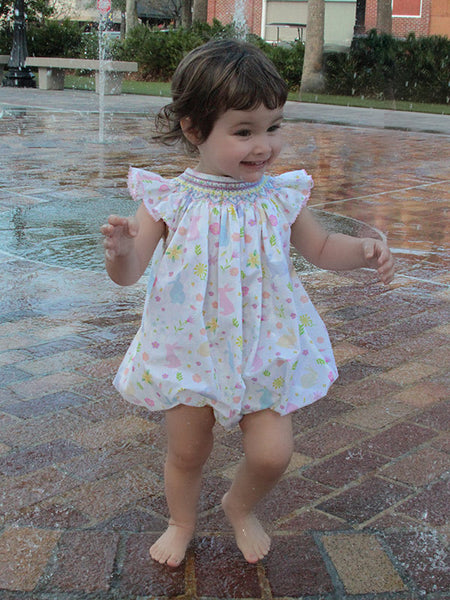 Baby girl shop smocked easter bubble