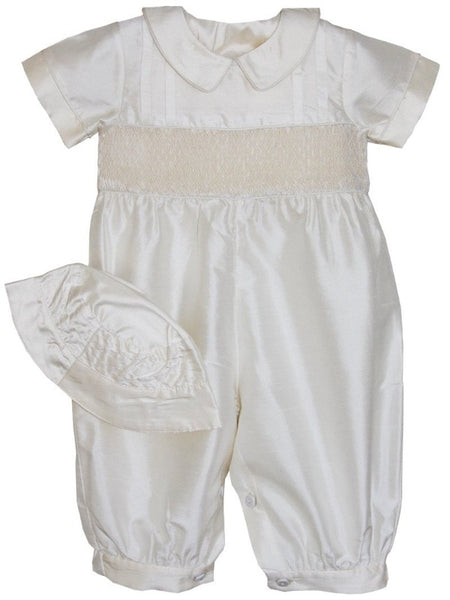 Smocked Baby Boys Silk Christening Baptism Longall Outfit 12m