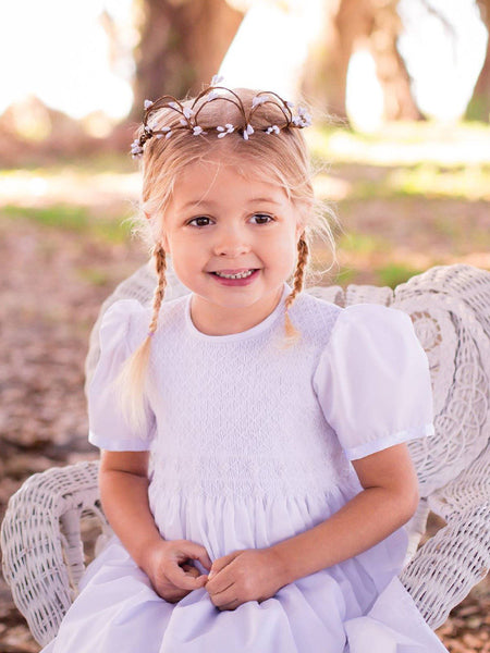 Hand Smocked Heirloom Girls Communion Baptism Dress