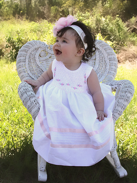 Baby girl fashion pink and white dress