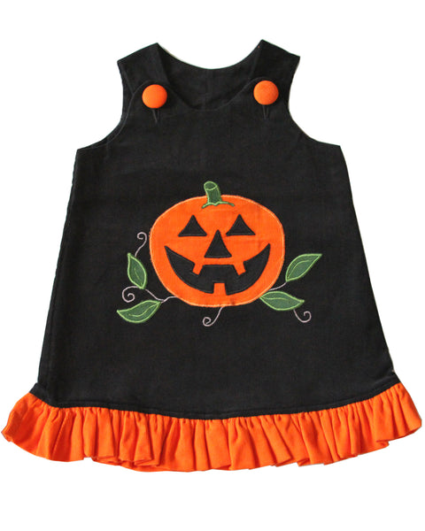 Jack-O-Lantern Baby Girls Black Halloween Jumper A Line Dress