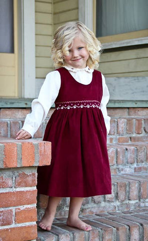 Baby Girls Fall Winter Corduroy Smocked Dress and Embroidered Blouse--Carousel Wear - 7