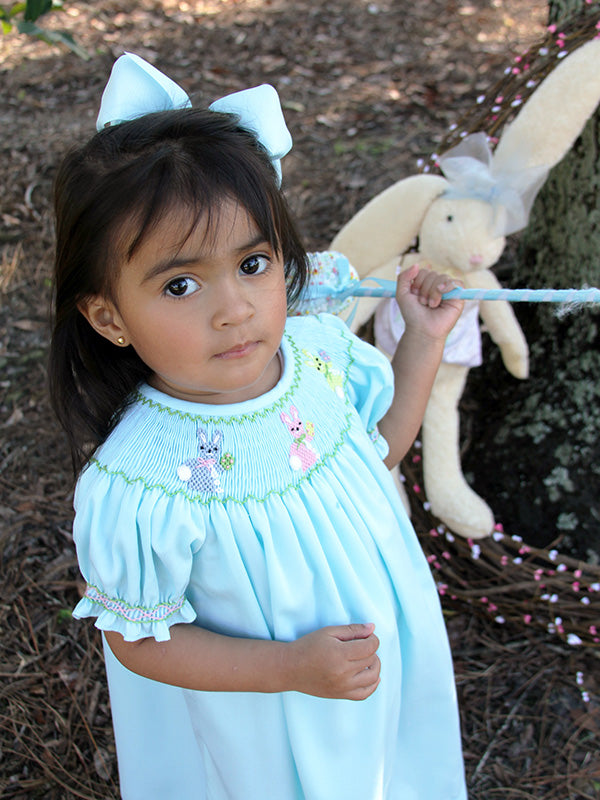 Smocked Easter Dress for Little Girl pink blue white purple Strasburg –  Strasburg Children