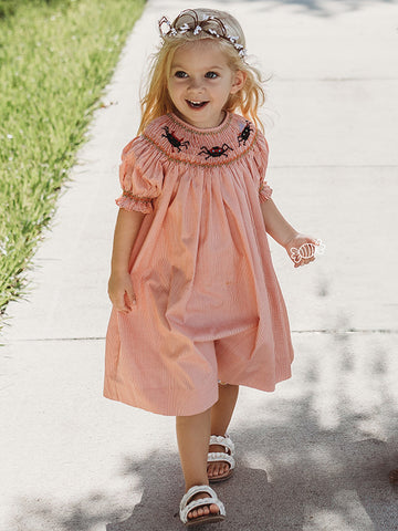 Hand Smocked Halloween Girls Bishop Dress 