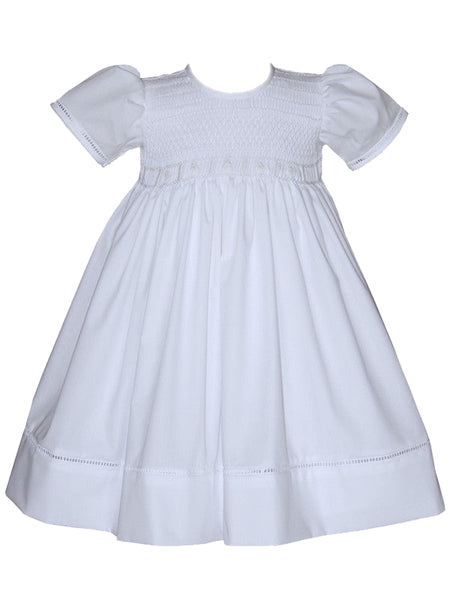 Hand Smocked All White Communion Christening Girls Dress